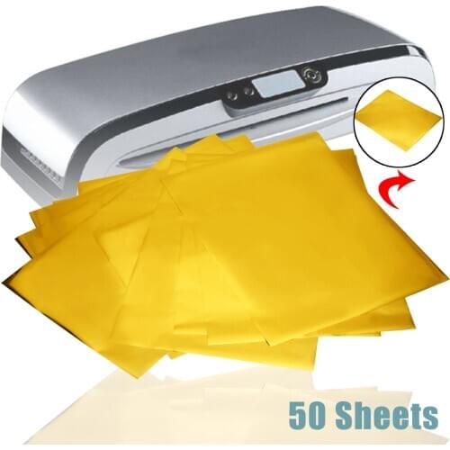 50 Sheets A4 8"x12" Hot Gold Heat Transfer Foil Paper Laser Printer Foil Papers for Invitations Business Cards Calendars