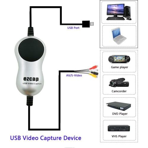 USB 2.0 Video Capture Adapter Game TV Box Recorder Analog Video Audio to Digital Format Support Windows 7/8/10