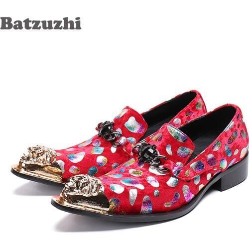 Batzuzhi 2018 New Zapatos Hombre Italian SStyle Designers Leather Shoes Men Erkek Ayakkabi Formal Shoes Men Red Wedding Party