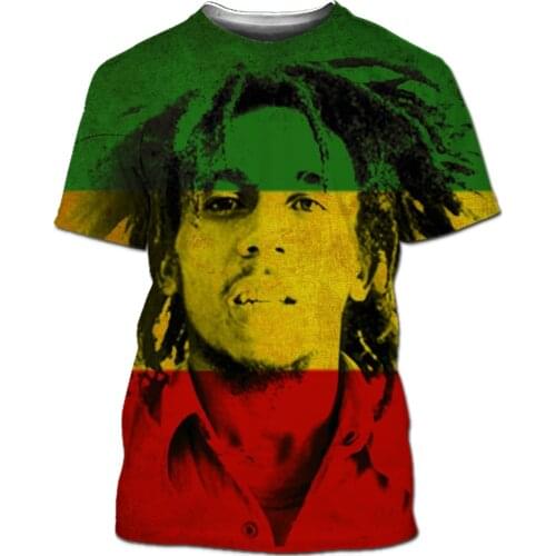 Bob Marley Shirt Men 3d Printing Short-Sleeved Star T-shirt Anime Clothes Music Rock Streetwear Hip-Hop T-shirt Summer Fun Shirt