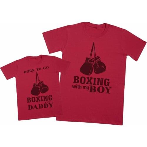 Born To Go Boxing With Daddy Matching Father Kids Son Gift T Shirt