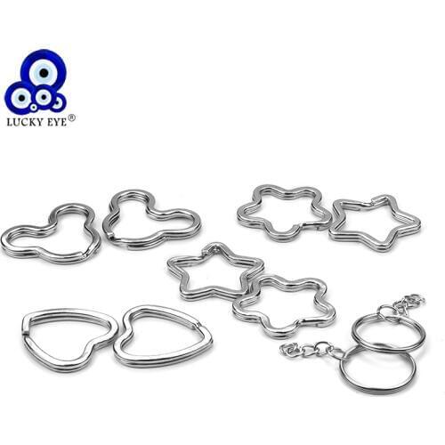 Lucky Eye 10pcs/lot Heart Star Keychain Metal Silver Color Clasps Key chain Lobster Clasps Accessories Car Key Handbag EY621