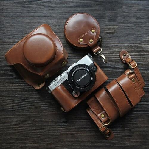 Olympus EP7 Case Luxury PU Leather Camera Case Bag For Olympus EP7 14-42mm Lens Camera Bag opening Battery with Strap