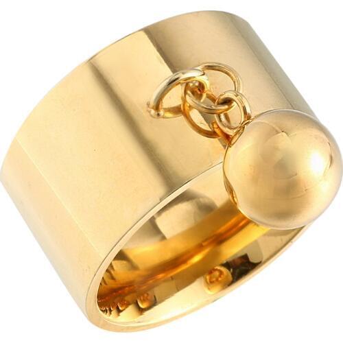 Fashion Brand Bague Femme Round Tag Stainless Steel Rings for Women Finger Jewelry Charm Wide Rose Gold Rings for Wedding Gift