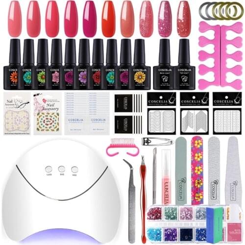 Gel Nail Polish Kit with UV Light 60S 90S 120S Timer Setting Nail Lamp Long Lasting Manicure Professional Nails Art Tools R3MF