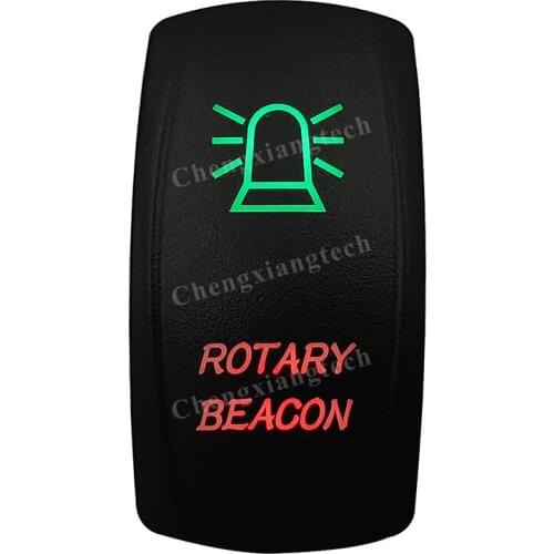 Laser-ROTARY BEACON -Car Boat Green & Red Led On Off Rocker Switch Waterproof, Overload Protection, SPST, Truck Marine Caravan