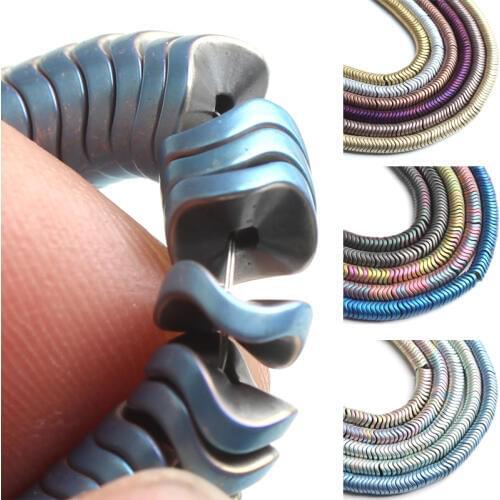Wholesale 6mm Matte Mulitcolor Flat Shape Hematite Stone Loose Spacer Beads for Jewelry Making Diy Bracelet Necklace 15 Inches