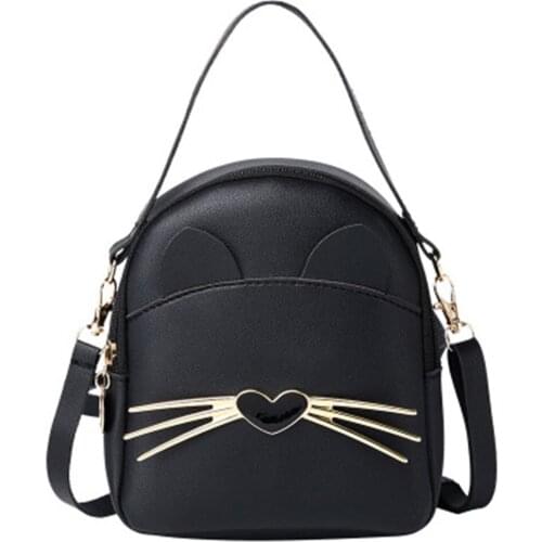 Cute Mini Cat PU Backpack Daypack Portable Shoulder Bag Gifts for Women Girls New