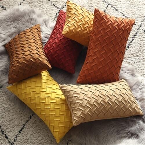 New Handmade Pillowcase Deerskin Velvet Woven Cushion Cover Backrest Solid Color Soft Multi-color Sofa Home Seat Decorations
