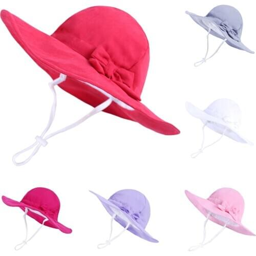 New 2020 Summer Baby Girs Bucket Hat Infant Newborn Cotton Hat Toddler Kids Cartoon Cap Soft Cotton Hats Boys Girls Bow Sun Hat
