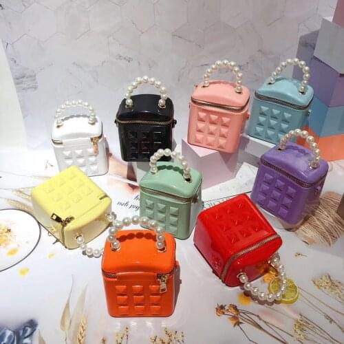 2021 Summer New Fashion Pearl Bucket Bag Box Jelly Bag Mini Shoulder Bags Women Lipstick bag Totes purses and handbags bolso sac