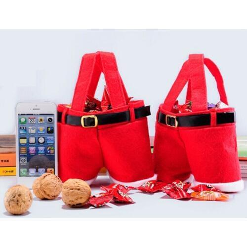 2019 New Christmas Gift Candy Wine Bottle Bag Red Santa Claus Suspender Pants Trousers