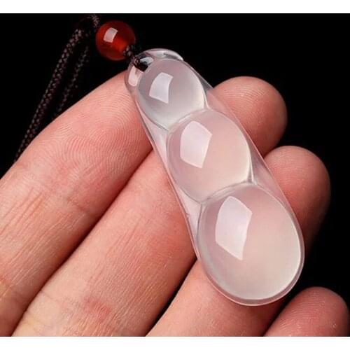 Charm Women Rope Chain Necklace Beans Shape Natural White Jade Gemstone Pendants Necklaces Luxury Fine Jewelry Gifts Wholesale