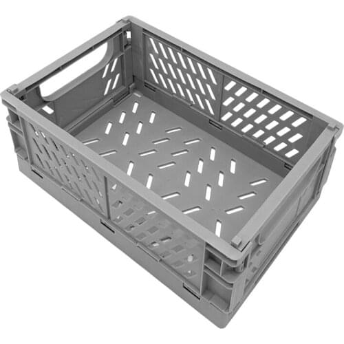 Plastic Collapsible Crate Folding Storage Basket For Shelves For Storage For Home Office Kitchen Bathroom(3Pcs, Gray)