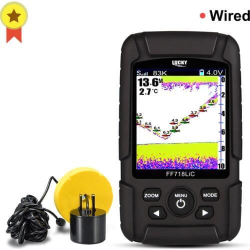 LUCKY FF718LiCD-T 2.8" Color LCD Portable Fish Finder 200KHz/83KHz Dual Sonar Frequency 328ft Detection sonar echo sounder