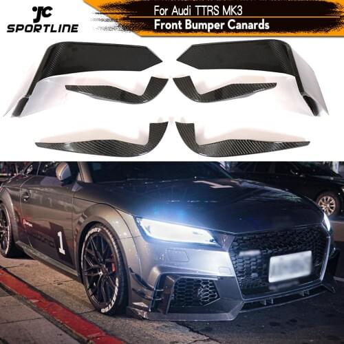 Carbon Fiber Front Bumper Splitters for Audi TTRS MK3 2016 2017 2018 Car Front Bumper Air Vent Fender Fins Vents Canards Splitte