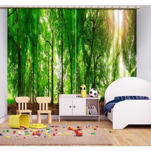 Customized size Luxury Blackout 3D Window Curtains Living Room bedroom Green forest animals for kids room decor curtain