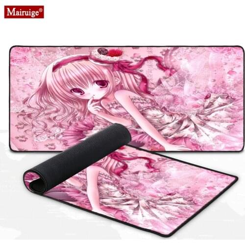 Pink Anime Cute Girl Mouse Pad XXL Kawaii DIY Custom Keyboard Pad Game Mat Gaming Mousepad Large 900x400mm Mat 70x30cm