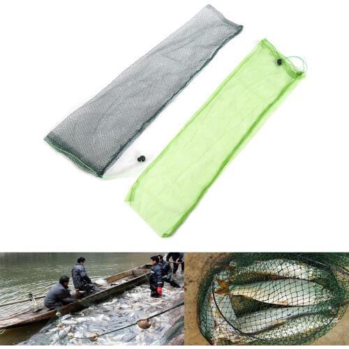 1pcs fishing gear nylon mesh fish pocket small eye beam simple flat bottom fish care fish net fishing bag fishing tackle