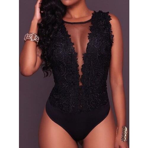 Sexy Lace Deep V-neck Nightclub Jumpsuits DJ Jazz Dance Costume Bar Party Bodysuit Performance Stage Wear Leading Dance Outfits