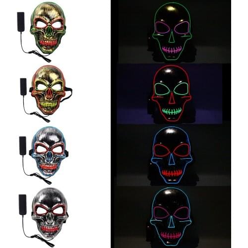 The Purge Halloween Terror Silver Skeleton LED Glowing Mask Light Up Costume Cosplay Accessories