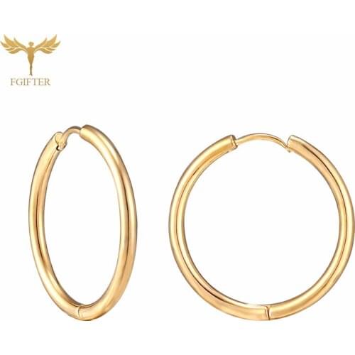 8-24mm 7 Sizes Thin Hoop Earrings Howllow 14K Gold Plated Gold Hoops for Women Stainless Steel Jewelry Accessories