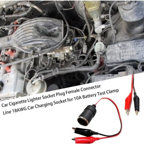 Car Cigarette Lighter Socket Plug Female Connector Line 18AWG Car Charging Socket For 10A Battery Test Clamp