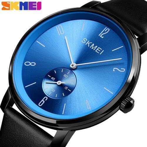 SKMEI Fashion Couple Quartz Watch Casual Ladies Men Watch 30M Waterproof Luxury Leather Strap Wristwatch Relogio Feminino 1398