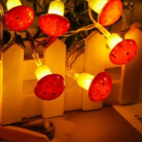 Red Mushroom Led String Lights for Christmas Girls Room Home Decoration Led Lights Outdoor Decor Cristmas Decoration Lantern