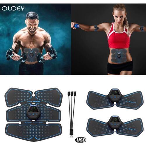 EMS USB Charge Muscle Stimulator Abdominal Muscle Trainer Fitness Accessories ABS EMS Massager Pad Home Gym Belly Arm Trainer