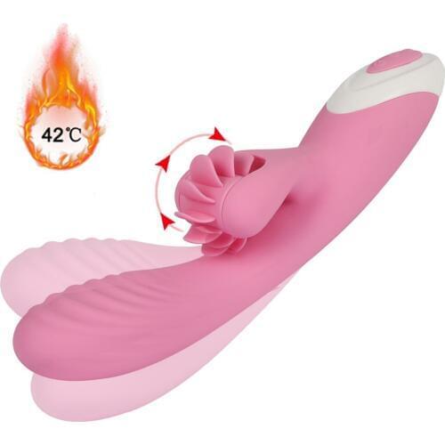 Sex Tongue Rotation Licking Clitoris Stimulator Vibrator 7 Speed Heating Vibrator G-spot Dildo Vibrator Adult Sex Toys for Woman