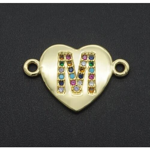 Vni and Mia 14x22mm 100% CZ Zircon DIY Jewelry Rainbow Alphabet Charms Wholesale OEM Order Accepted Bracelet Making Connector