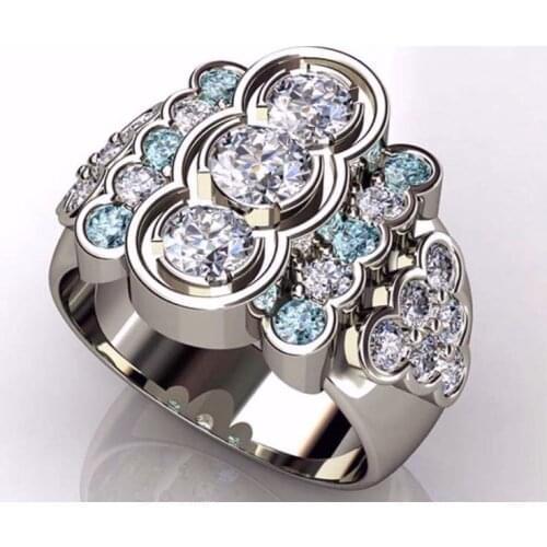 Luxury Jewelry Ring European and American Style Round Zirconia Crystal Female Ring Fashion Creative Casual Party Ladies