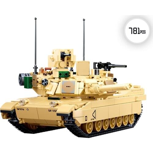 1:35 Military Series WW2 Army M1A2 Main Battle Tank Soldier Weapon Accessories MOC Model Building Blocks Bricks Toys Gifts