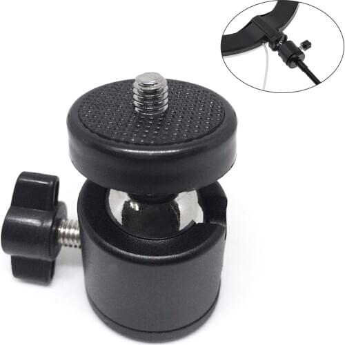 1/4 Inch Shoe Tripod Mount Camera Head Ball Adapter Cradle Ball Head with Live LED Light Flash Bracket Holder for DSLR DV Camera