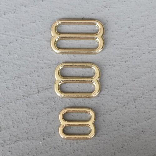 100 Pcs 15/20/25mm Gold Metal Adjust Buckle Tri Glide Slide Buckle Middle Center Bar Adjuster for Leather Craft Webbing
