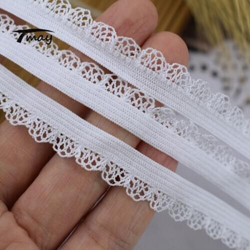 #1597 Classic Pattern Elastic bands White Gum Band ruffle lace ribbon Trim 8yards/lot diy Clothes underwear Baby Girls hairbands