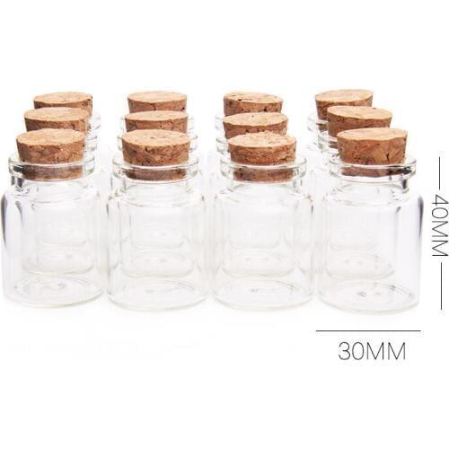 200pcs Diameter 30MM 15ML Clear Wishing Glass Bottle with Cork glass vials display Containers
