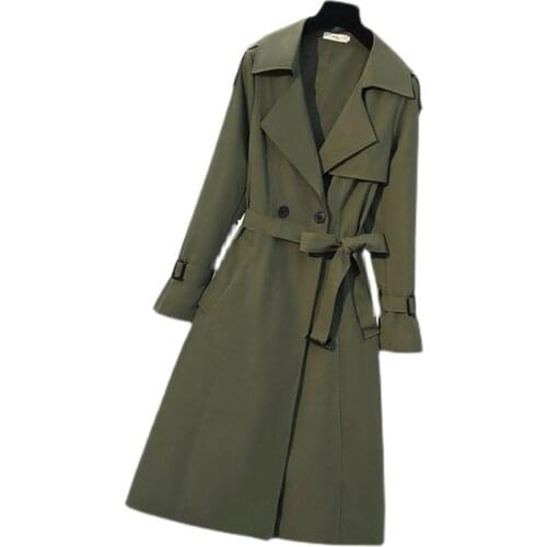 2021 Spring Long Trench Coat Women Double Breasted Slim Trench Coat Female Outwear Fashion Windbreaker Plus Size Cardigan Coats