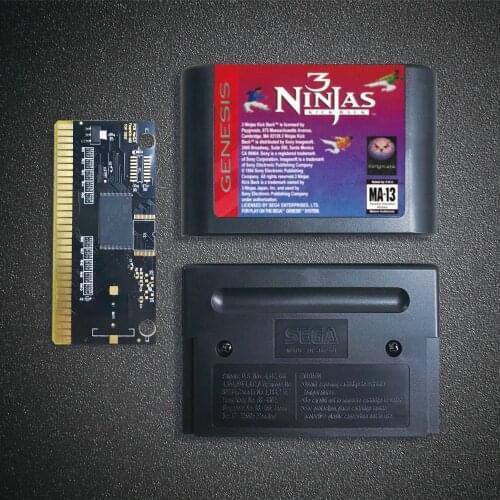3 Ninjas Kick Back - USA Label Flashkit MD Electroless Gold PCB Card for Sega Genesis Megadrive Video Game Console