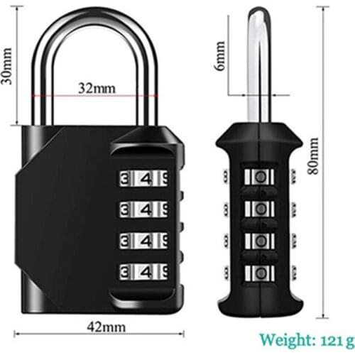 4 Digit Lock Anti-Theft Security Padlock Lock Durable Number Locks for Door Suitcase Bag Package Cabinet Locker Window Key Locks