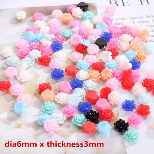50pc/lot 6mm/10mm Mini Small Resin Flower Rose Flatback Cabochon Beads For Nail Art Craft Decoration Jewelry Making Diy Findings