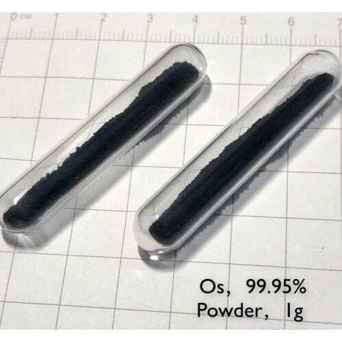 99,95% Osmium metal Powder in glass vial - Pure element 76 sample