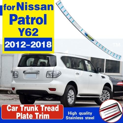 Car accessories Stainless Steel Rear Bumper Protector Sill Trunk external Tread Plate Trim for Nissan Patrol Y62 2012-2018