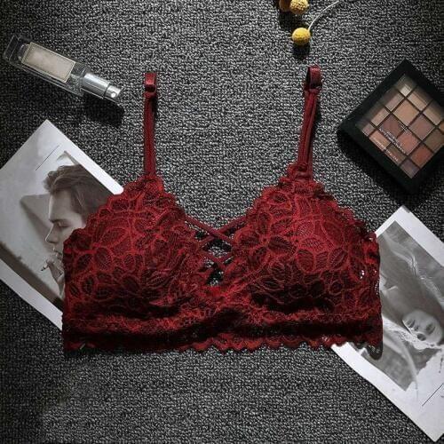 Sexy Deep V Lace Bralette Female Wireless Bra Fashion Lace Brassiere Racerback Underwear Comfort Lingerie Intimate 5 Colors