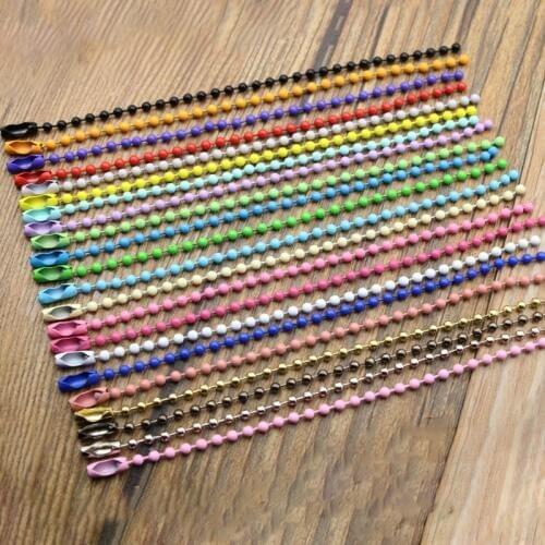 50pcs/lot 2.4mm Ball Bead Chains Beaded fits KeyRing Key Chain Dolls Label hand tag Connector DIY Jewelry 12cm/4.72inch