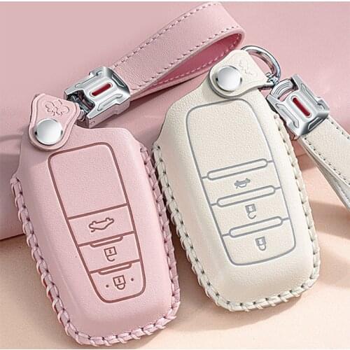 Car Key Case For Toyota YARiS Camry SE XLE Corolla GR RAV4 Cross Hilux Prius 2017 2018 2019 2020 Leather Waterproof Anti-wrinkle