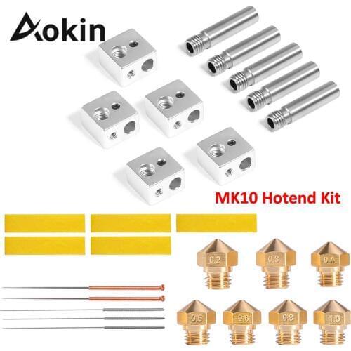 MK10 Extruder Kit for 3D Printer with Nozzle Cleaning Needle + Aluminum Block 1.75mm Extruder Throat Tube M7 Thread Heater Tape