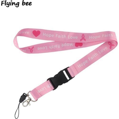 Flyingbee Breast Cancer Prevention Keychain creative Lanyard Women Fashion Strap Neck Lanyards for ID Card Phone Keys X0512
