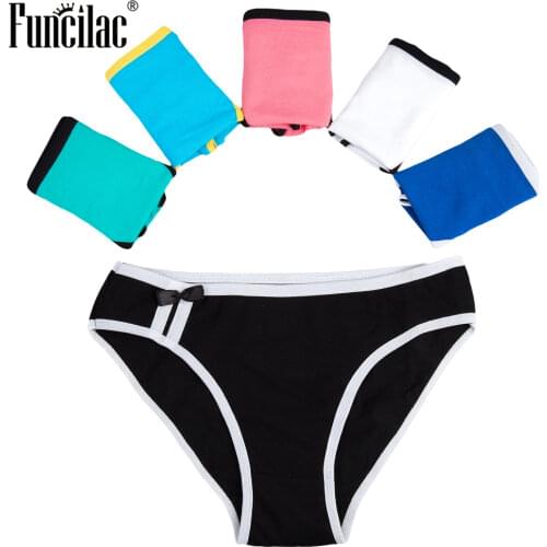 FUNCILAC 6 Pcs/set Panties for Woman Cotton Sexy Underwear Ladies Bikini Girls Briefs Soft Knickers Low Waist Intimates Lingerie